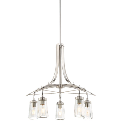 Poleis 5 Light Chandelier in Brushed Nickel with Clear Glass - Minka-Lavery