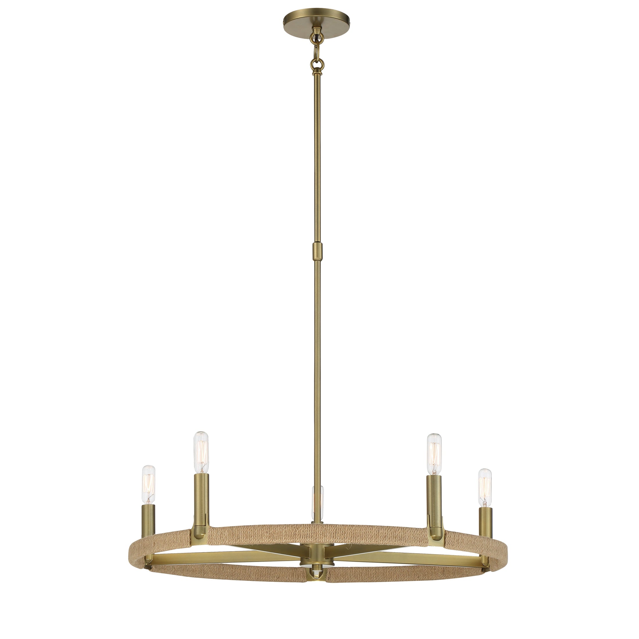 Windward Passage 5 Light Chandelier in Soft Brass Finish with Natural Rope - Minka-Lavery