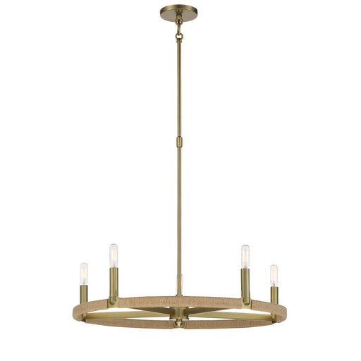 Windward Passage 5 Light Chandelier in Soft Brass Finish with Natural Rope - Minka-Lavery