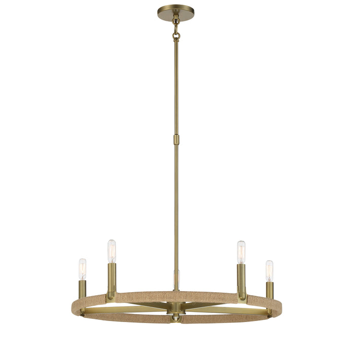 Windward Passage 5 Light Chandelier in Soft Brass Finish with Natural Rope - Minka-Lavery