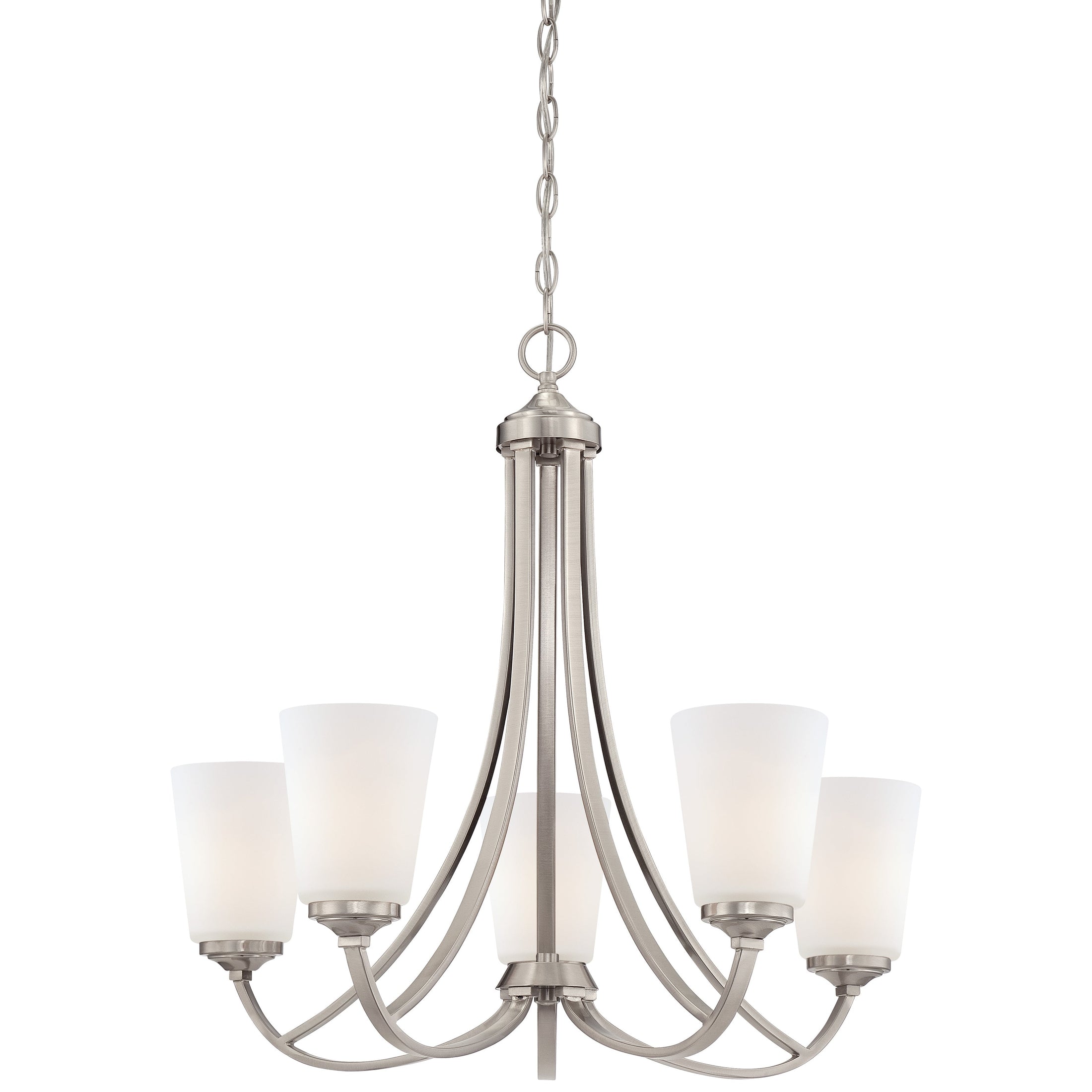Overland Park 5 Light Chandelier in Brushed Nickel Finish with Etched Opal Glass - Minka-Lavery