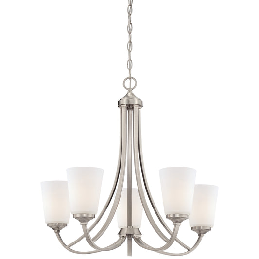 Overland Park 5 Light Chandelier in Brushed Nickel Finish with Etched Opal Glass - Minka-Lavery