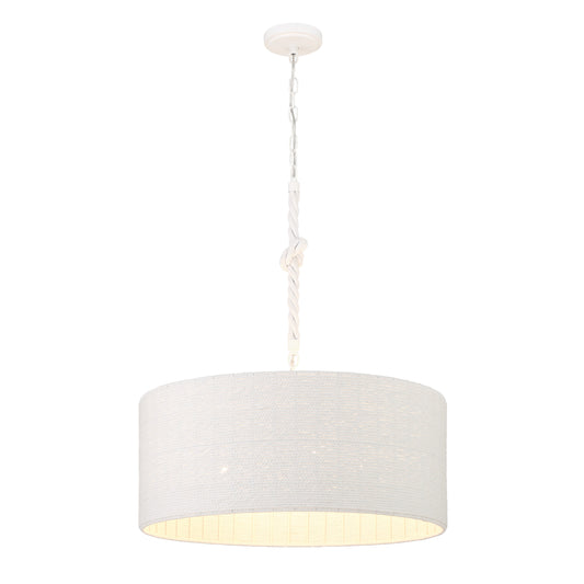 Lodelle 4 Light Pendant in Matte White Finish and White Cotton Rope Shade - Minka-Lavery