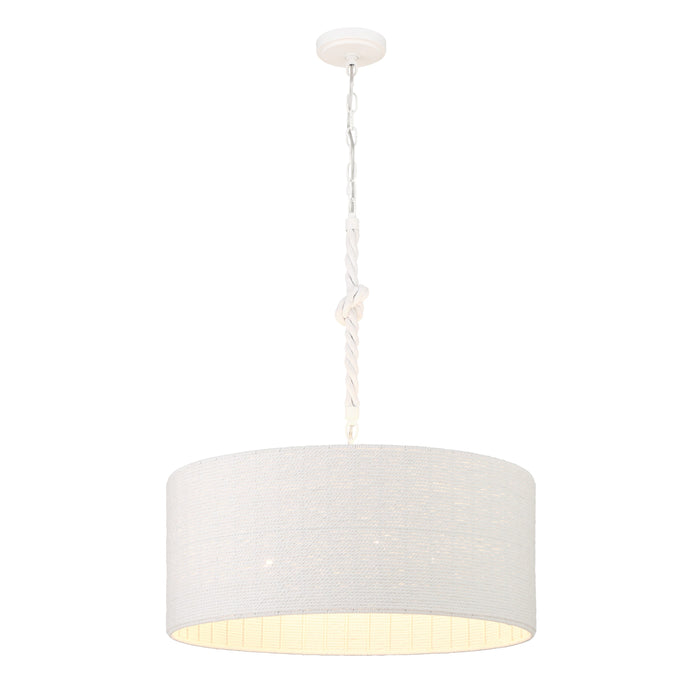 Lodelle 4 Light Pendant in Matte White Finish and White Cotton Rope Shade - Minka-Lavery