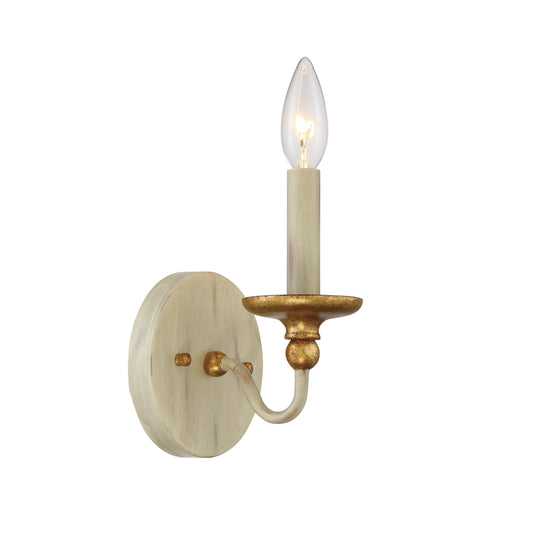 Westchester County 1 Light Wall Sconce in Farmhouse White with Gilded Gold Leaf - Minka-Lavery
