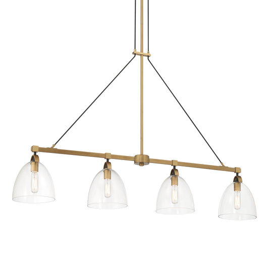 Sommersby 4-Light Island Light - Legacy Brass and Matte Black with Clear Glass - Minka-Lavery