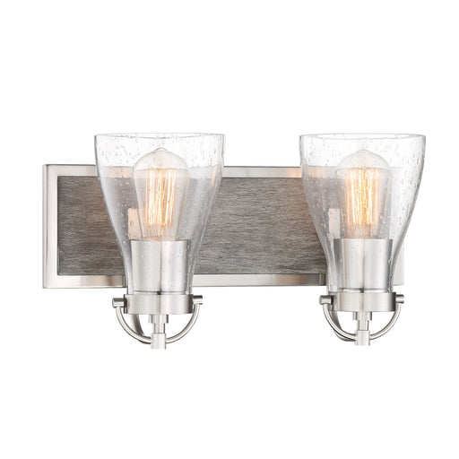 Garrison Garrison - 2 Light Bath - Brush Nickel with Shale Wood - Seeded Glass - Minka-Lavery