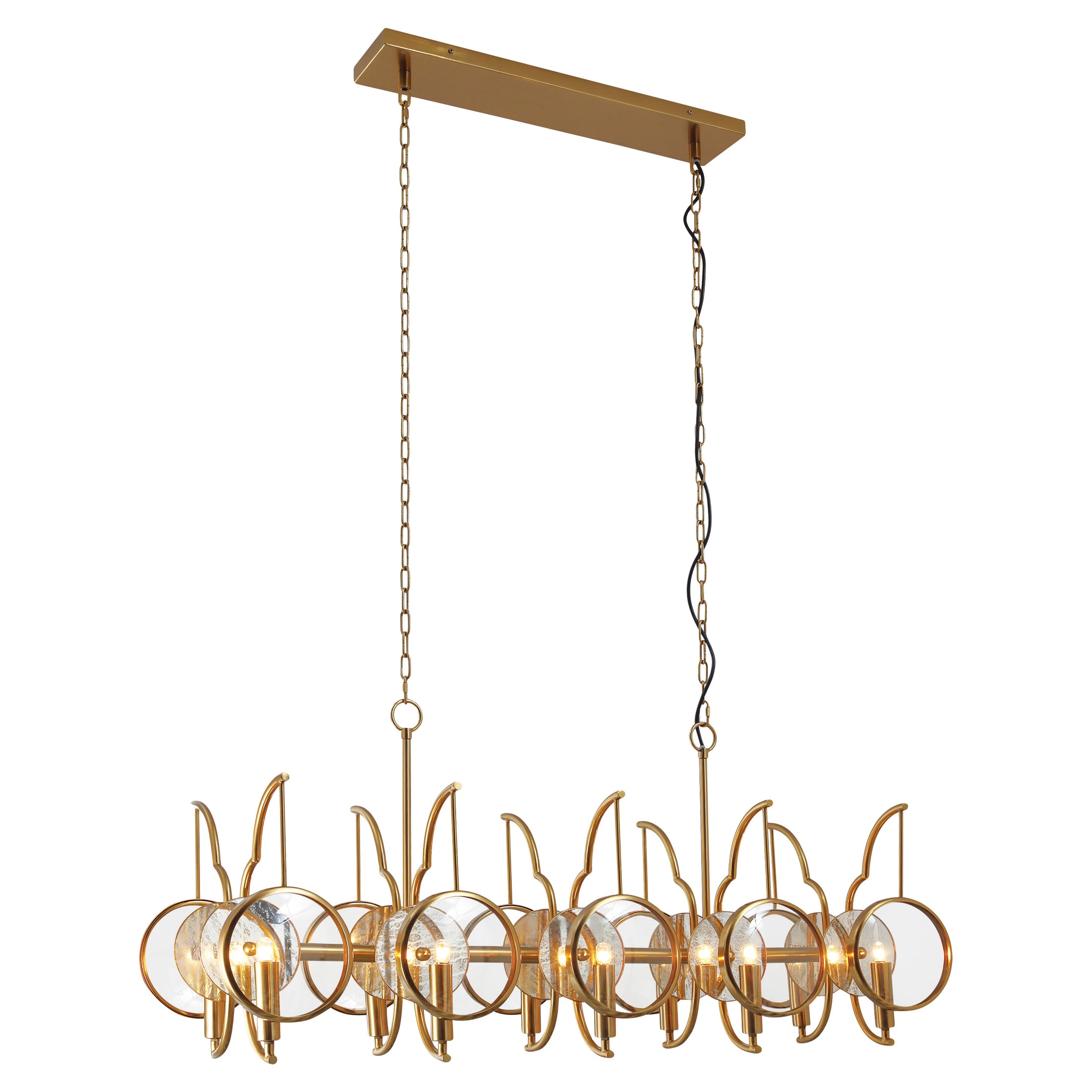 Into Focus 10 Light Island in Artisan Brass Finish with Clear Dome Glass & Antique Reflecting Glass - Minka-Lavery