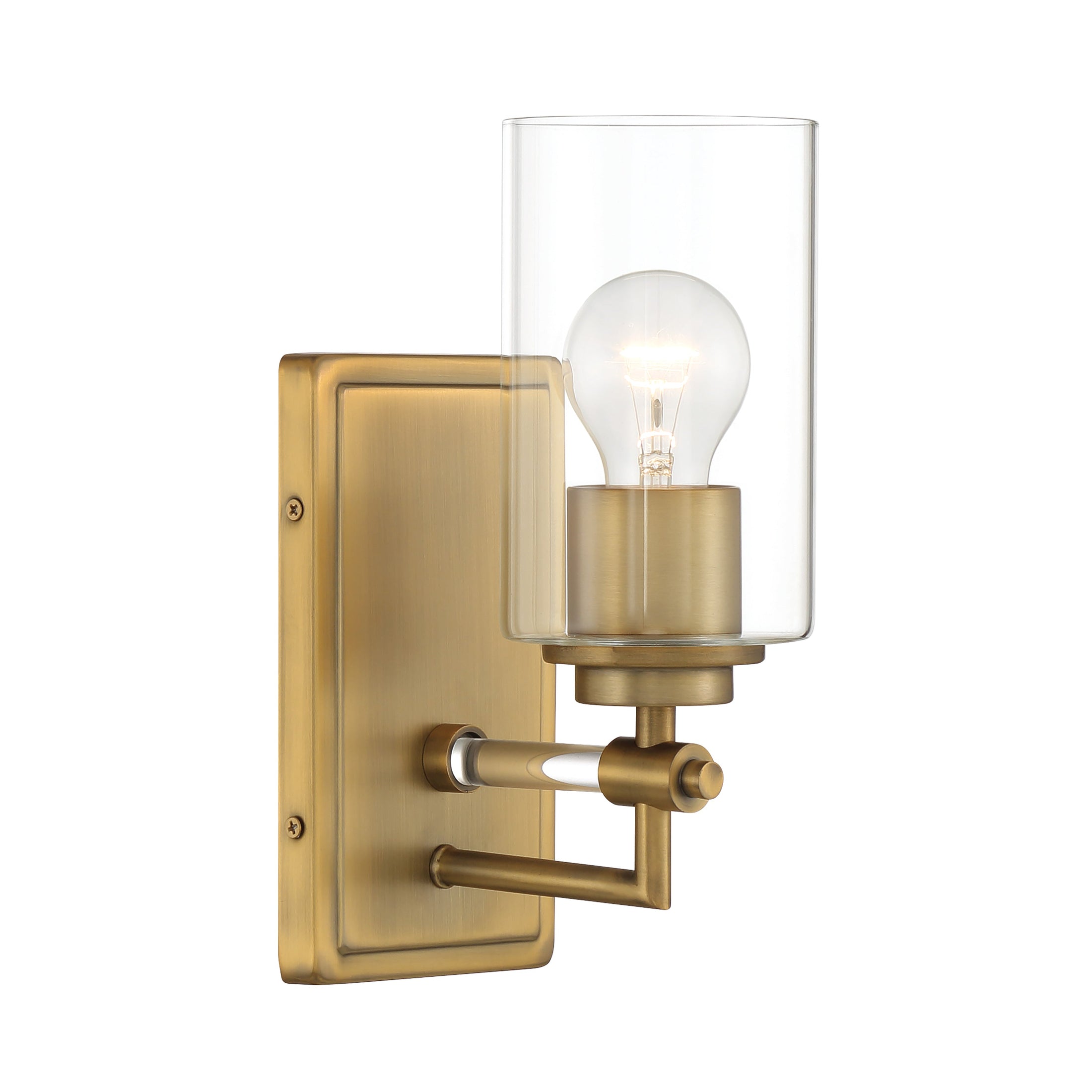 Binsly 1 Light Bath Vanity in Aged Brass, Reversible, with Clear Glass - Minka-Lavery