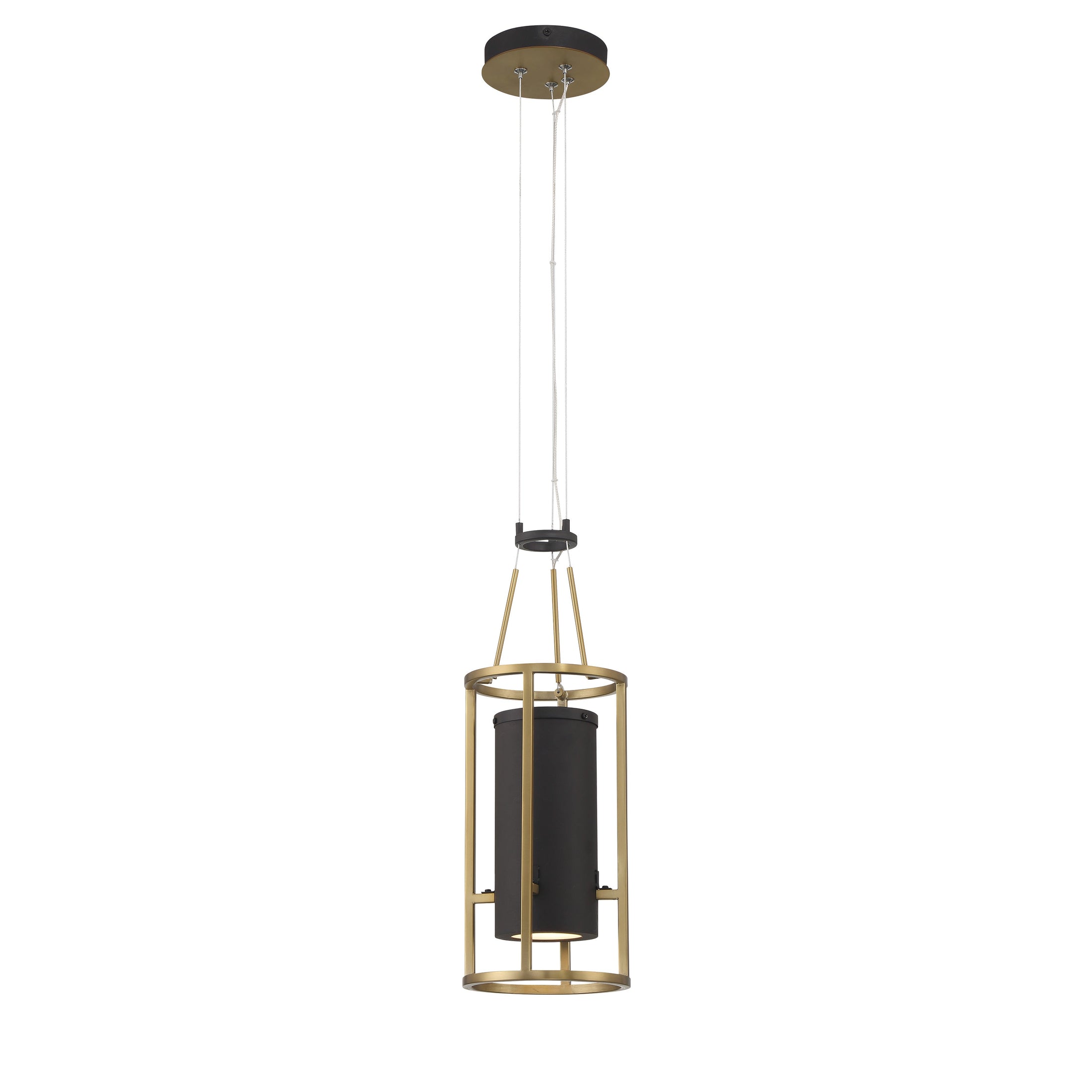 Levitation LED Pendant in Sand Coal and Soft Brass Finish with Faux Alabaster - Minka-Lavery