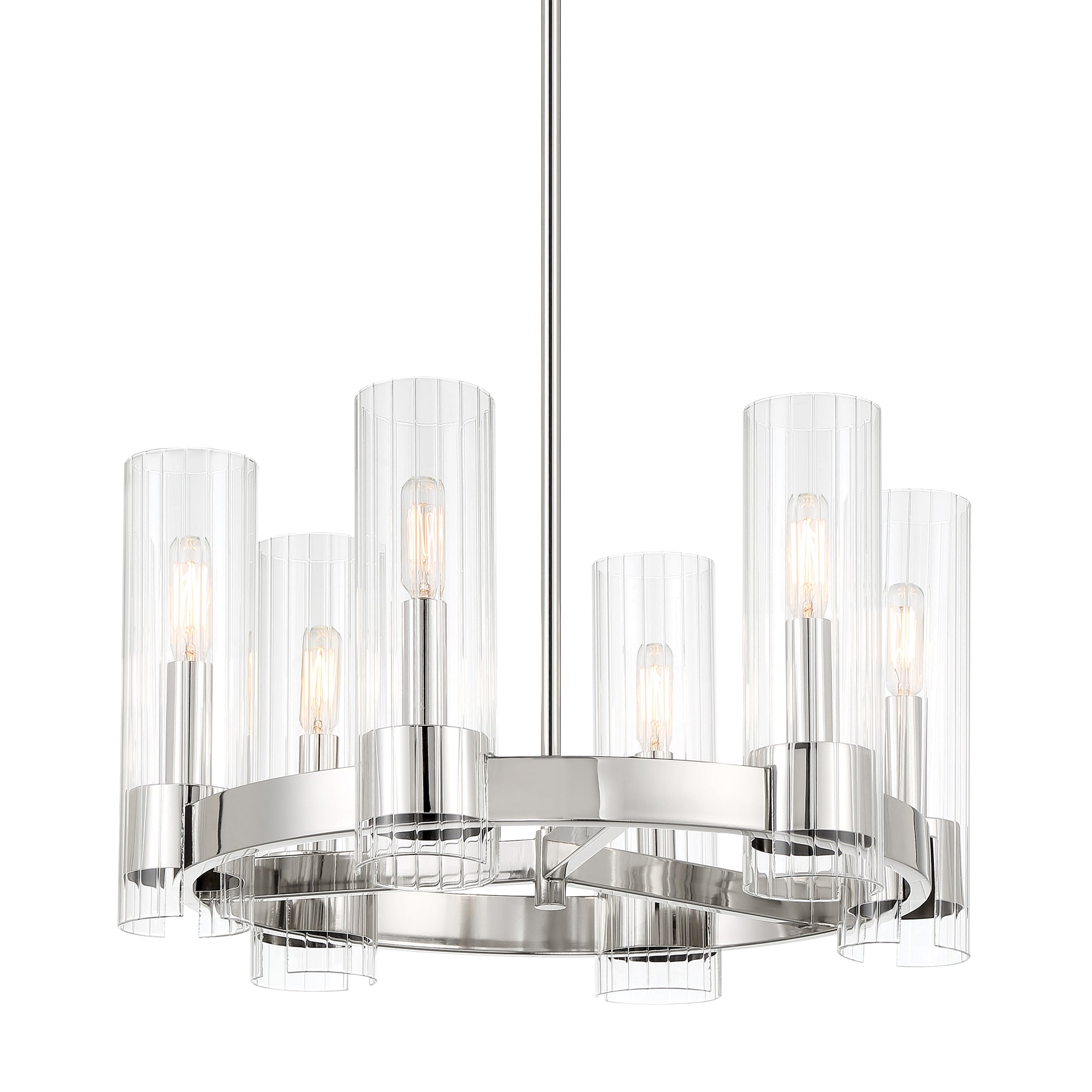 Vernon Place 6 Light Chandelier in Chrome with Clear Ribbed Glass - Minka-Lavery