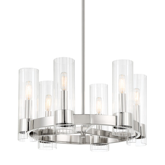 Vernon Place 6 Light Chandelier in Chrome with Clear Ribbed Glass - Minka-Lavery