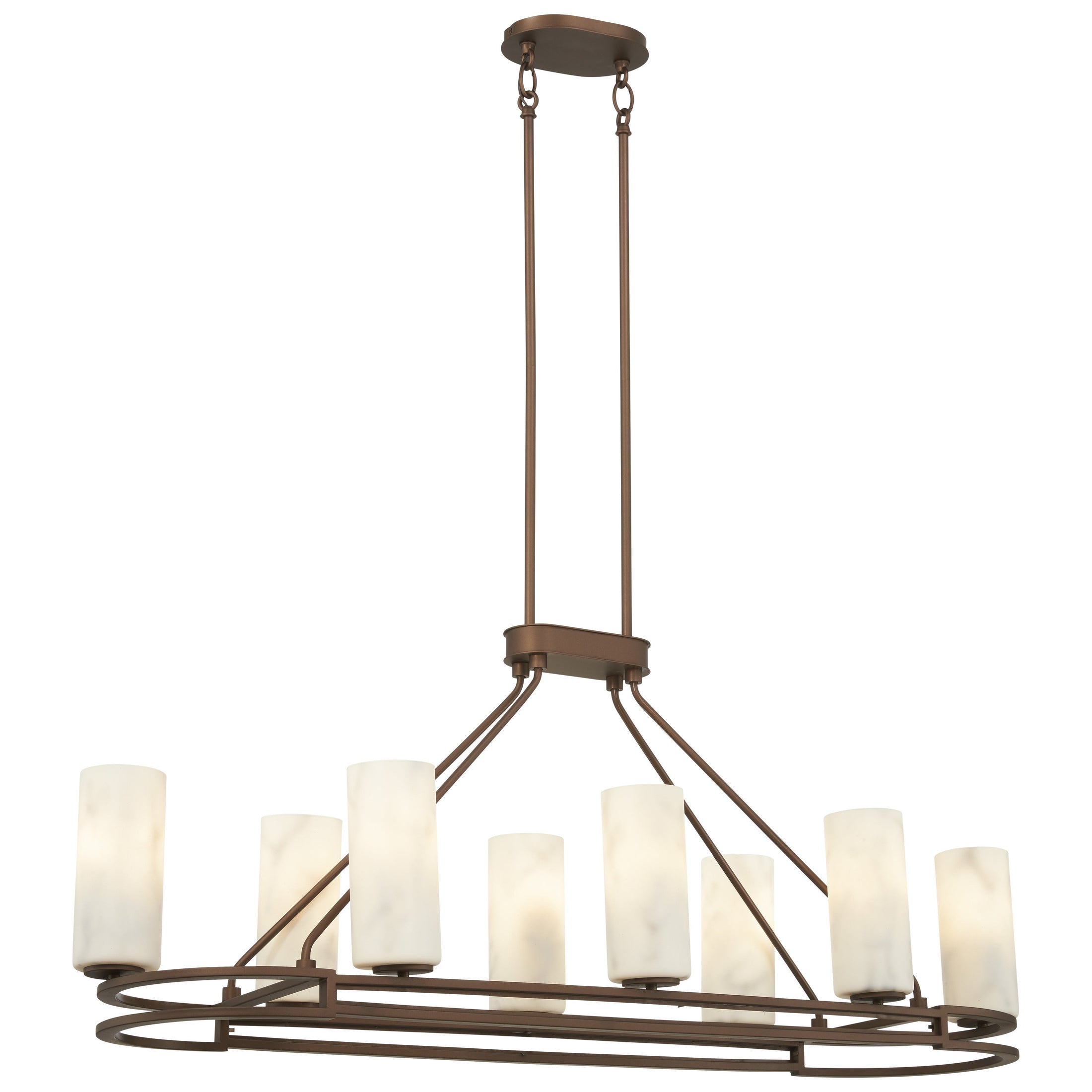 Buchanan 8 Light Island in Hellenic Bronze Finish  with Faux Alabaster Glass - Minka-Lavery