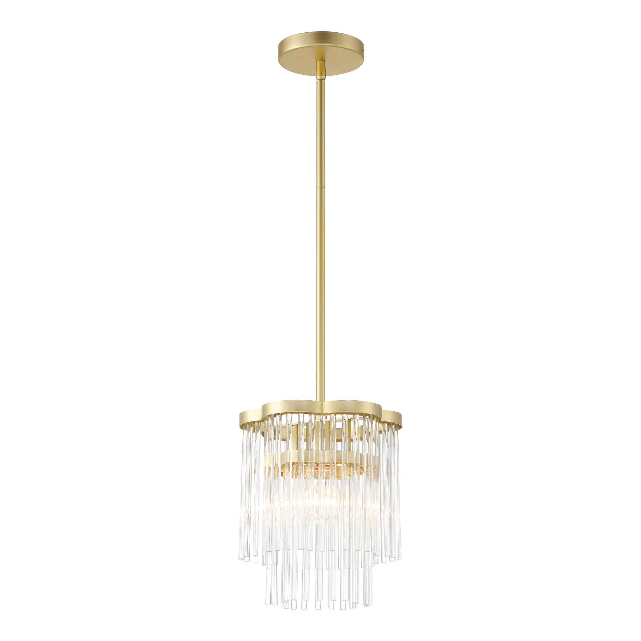 Azura 1 Light Mini Pendant in Heirloom Brass Finish with Prismatic Crystal Rods - Minka-Lavery