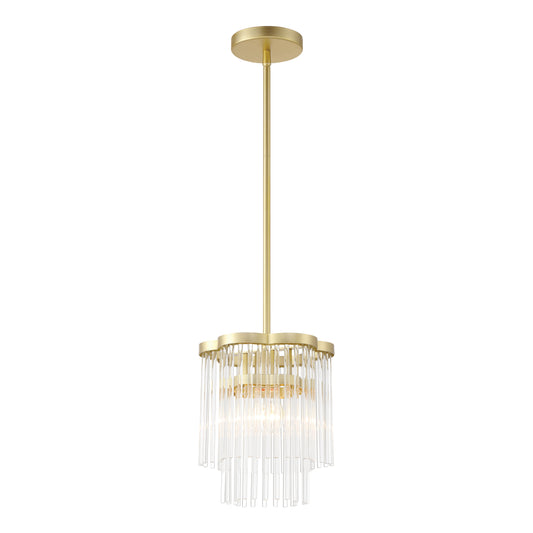 Azura 1 Light Mini Pendant in Heirloom Brass Finish with Prismatic Crystal Rods - Minka-Lavery