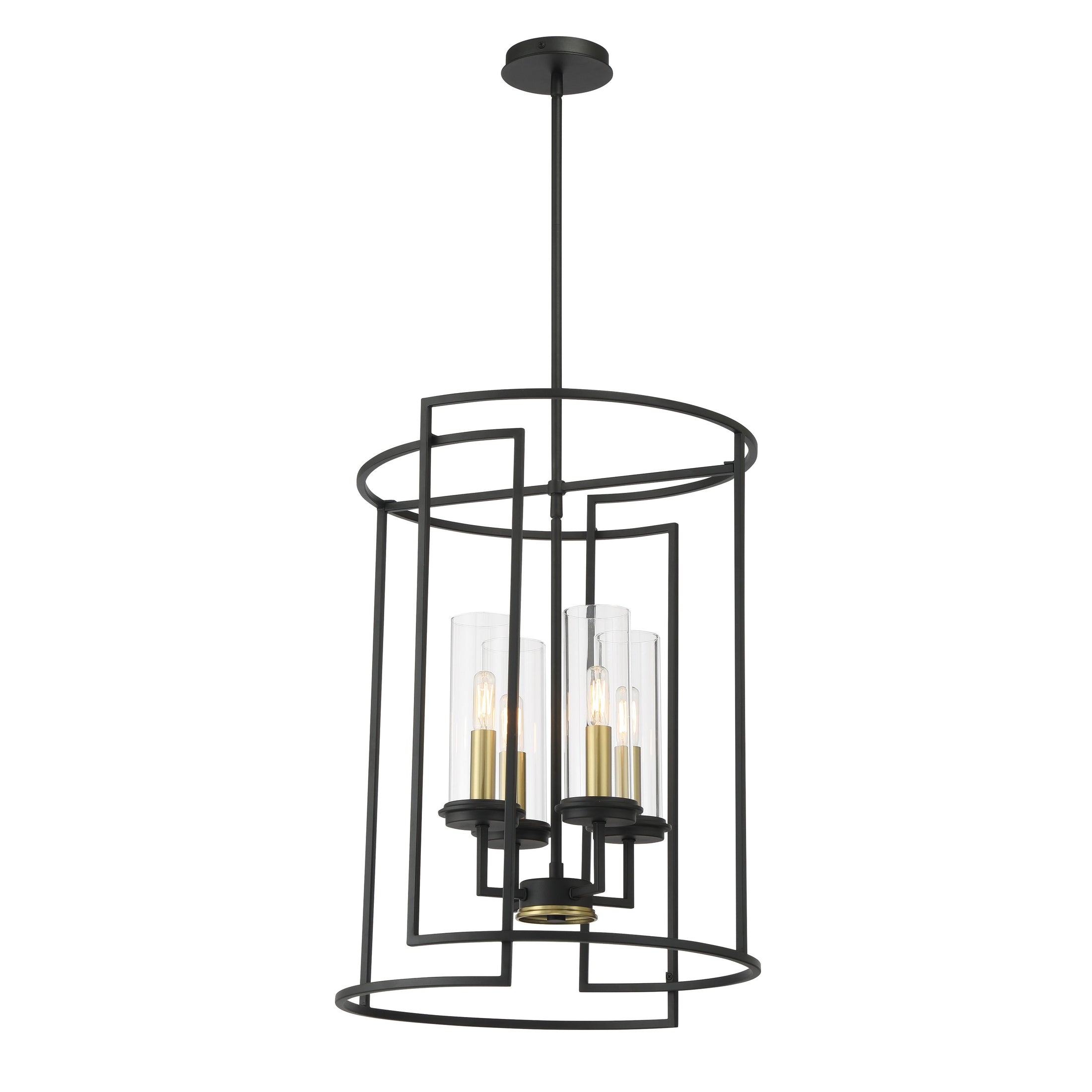 Hillstone 4 Light Pendant in Sand Coal and Soft Brass Finish with Clear Glass - Minka-Lavery