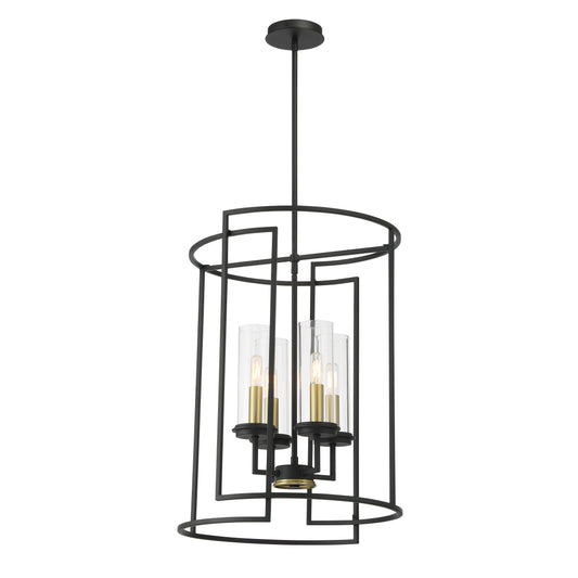Hillstone 4 Light Pendant in Sand Coal and Soft Brass Finish with Clear Glass - Minka-Lavery