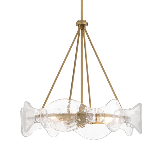 Elora 6-Light Pendant - Legacy Brass with Clear Textured Handmade Glass - Minka-Lavery
