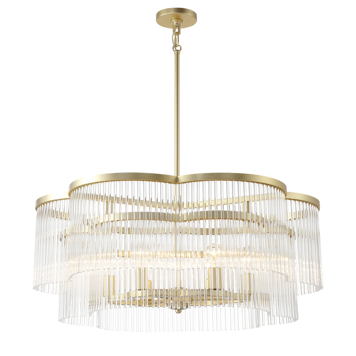 Azura 6 Light Pendant in Heirloom Brass Finish with Prismatic Crystal Rods - Minka-Lavery