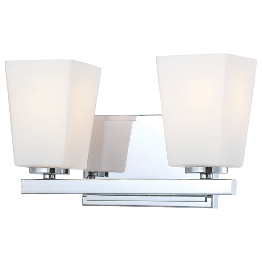 City Square 2 Light Bath in Chrome Finish with  Etched Opal Glass - Minka-Lavery
