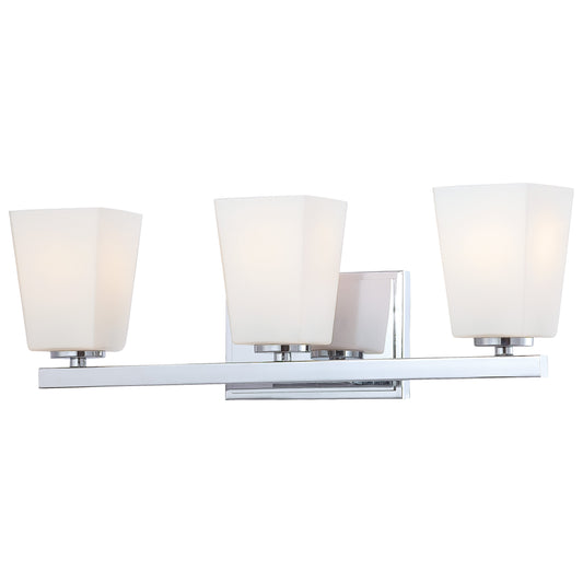 City Square 3 Light Bath in Chrome Finish with Etched Opal Glass - Minka-Lavery