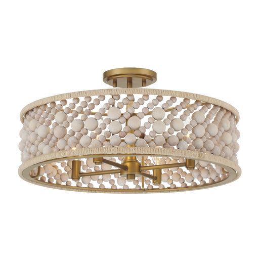 Horsmore 4-Light Semi Flush - Painted Legacy Brass with Bleached Wooden Beads - Minka-Lavery