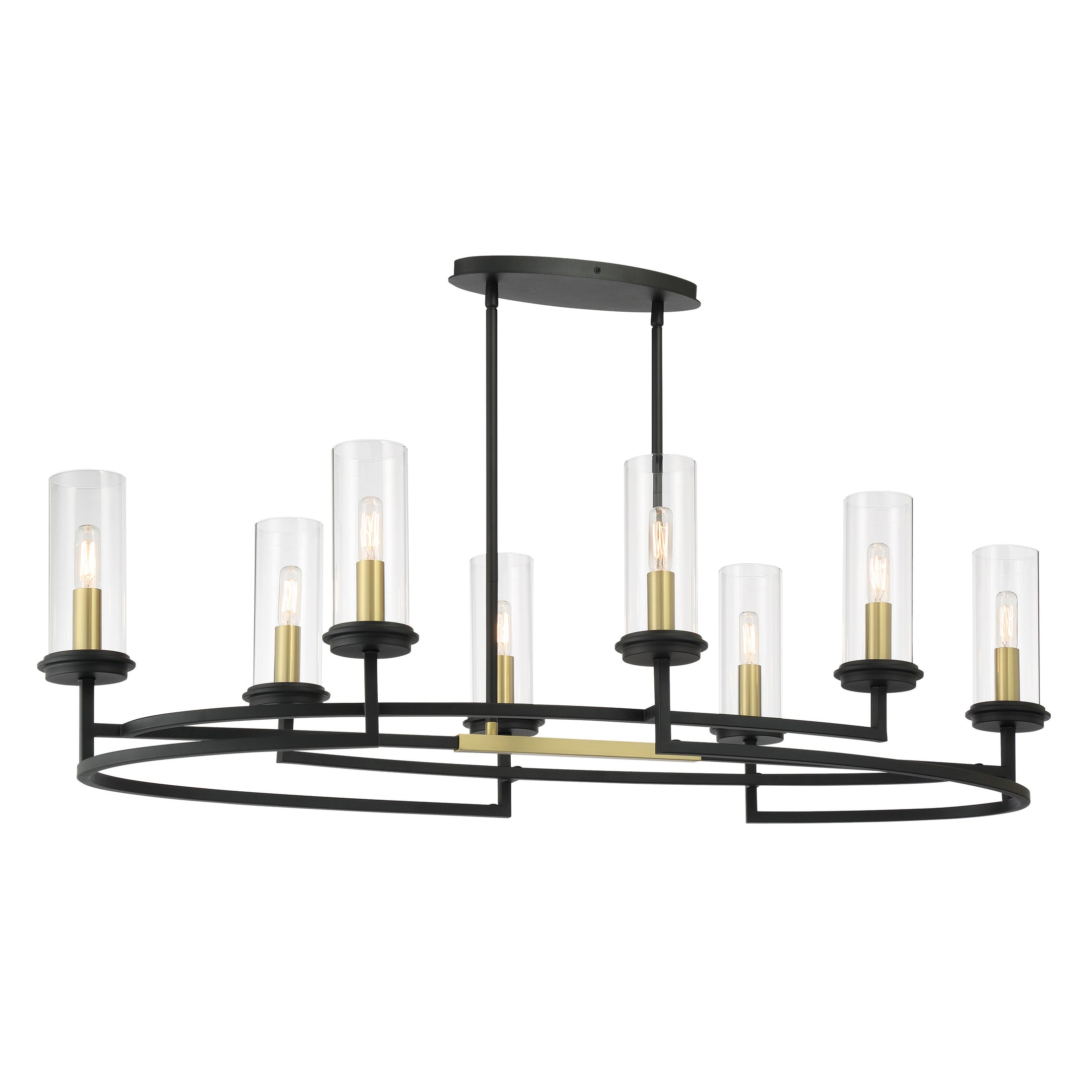 Hillstone 8 Light Island in Sand Coal and Soft Brass Finish with Clear Glass - Minka-Lavery