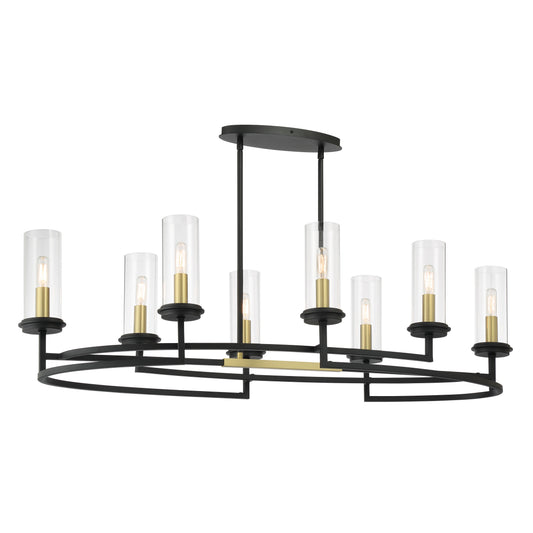 Hillstone 8 Light Island in Sand Coal and Soft Brass Finish with Clear Glass - Minka-Lavery