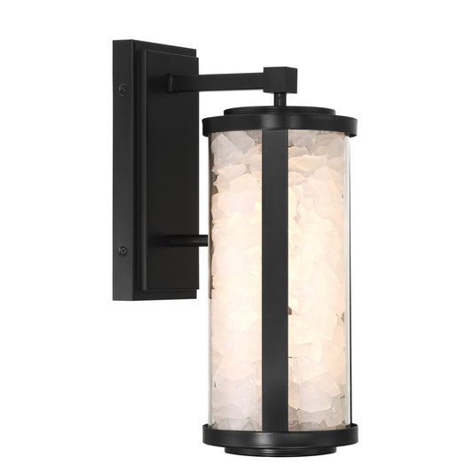 Salt Creek LED Outdoor Wall Sconce in Coal Black Finish with Acrylic Quartz Rock - Minka-Lavery