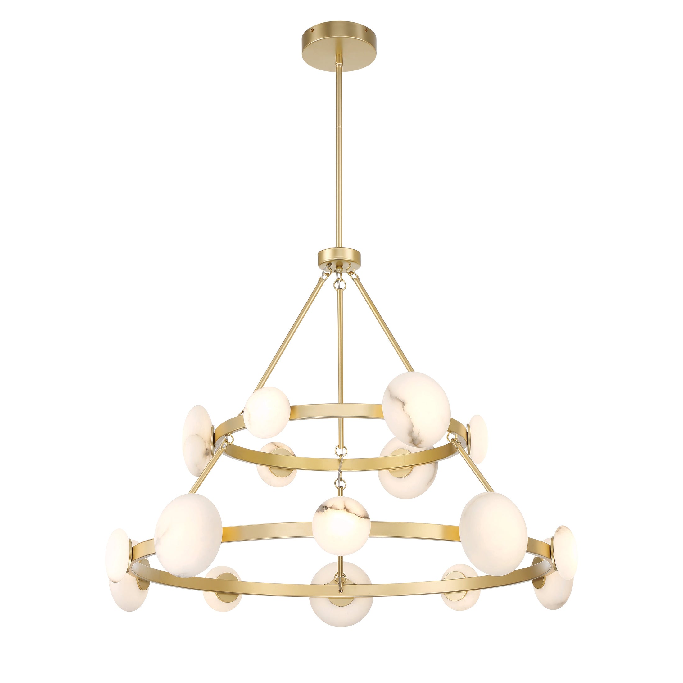 Zill 16 LED Light 2 Tier Chandelier in Lily Gold Finish with Natural Alabaster Shades - Minka-Lavery