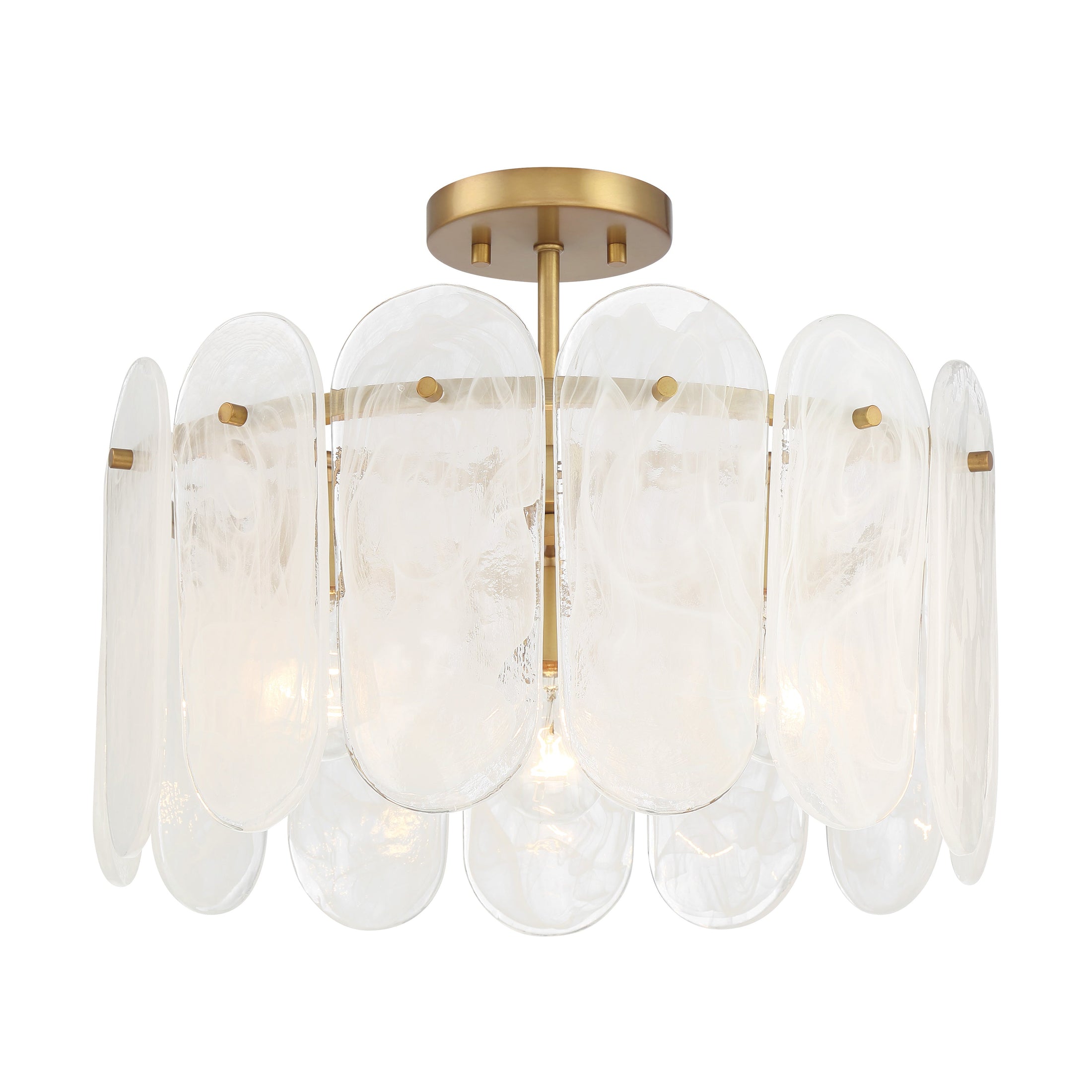 Oldmill 3-Light Semi Flush - Legacy Brass with Alabaster Glass - Minka-Lavery