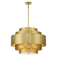 Load image into Gallery viewer, SpyGlass Terrace 5 Light Pendant made out of Steel in Soft Brass Finish with Frosted Glass - Minka-Lavery
