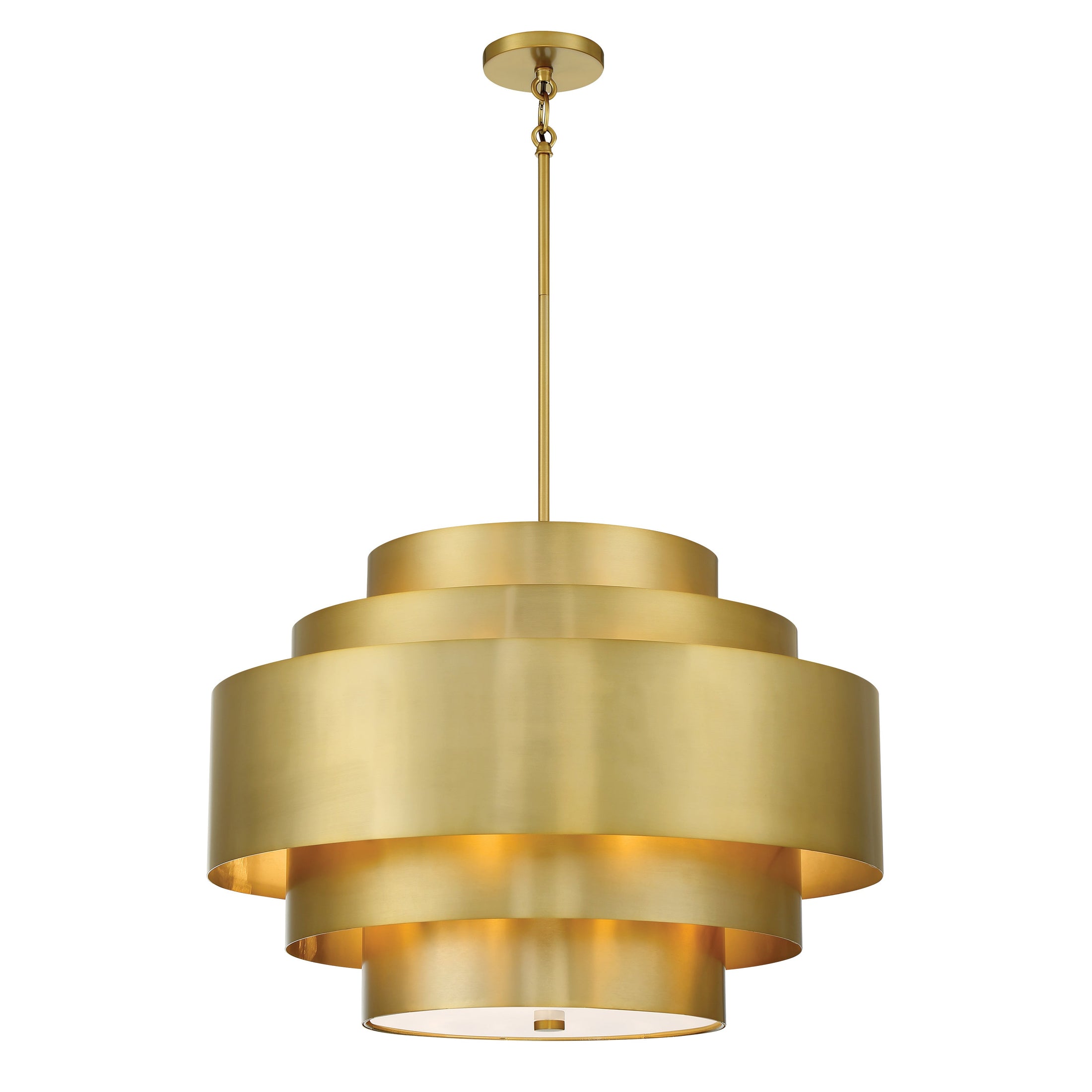 SpyGlass Terrace 5 Light Pendant made out of Steel in Soft Brass Finish with Frosted Glass - Minka-Lavery