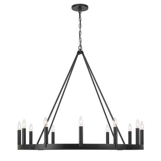 Dutton 12 Light Chandelier in Coal Black Finish - Minka-Lavery