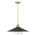 Load image into Gallery viewer, SEGAN 20" 1 Light Mini Pendant in Coal and Soft Brass Finish with Coal Metal Shade - Minka-Lavery

