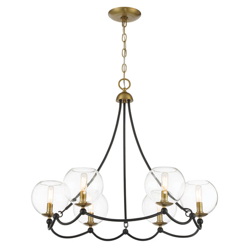 Kearney Park 6 Light Chandelier in Coal and Soft Brass Finish with Clear Glass - Minka-Lavery