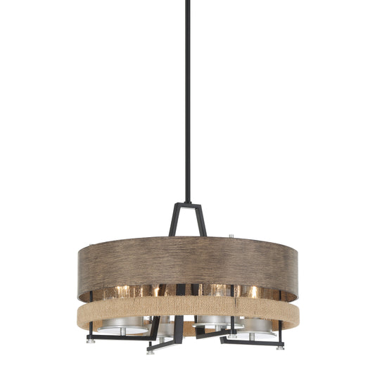 Silver Creek 4 Light Outdoor Pendant Convertible to Semi Flush in Stone Grey, Coal and Brushed Nickel with Rope and Clear Seedy Glass - Minka-Lavery