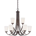 Load image into Gallery viewer, Overland Park 9 Light Chandelier in Vintage Bronze Finish with Etched White Glass - Minka-Lavery

