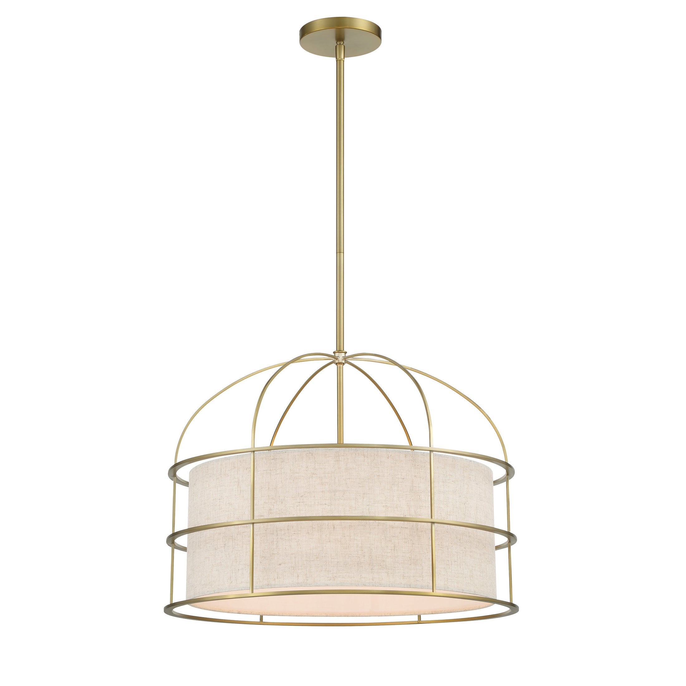 Gateway Park 5 Light Pendant (Convertible to Semi Flush) in Soft Brass Finish with Oatmeal Shade - Minka-Lavery