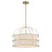 Gateway Park 5 Light Pendant (Convertible to Semi Flush) in Soft Brass Finish with Oatmeal Shade - Minka-Lavery
