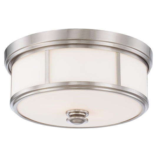 Harbour Point 2 Light Flush Mount in Brushed Nickel Finish with Etched Opal Glass - Minka-Lavery