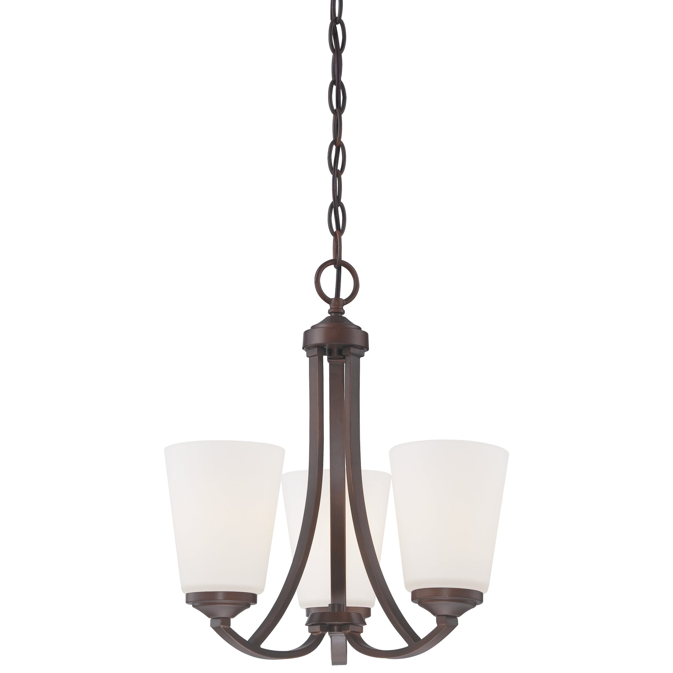 Overland Park 3 Light Mini Chandelier in Vintage Bronze Finish with Etched White Glass - Minka-Lavery