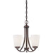 Overland Park 3 Light Mini Chandelier in Vintage Bronze Finish with Etched White Glass - Minka-Lavery