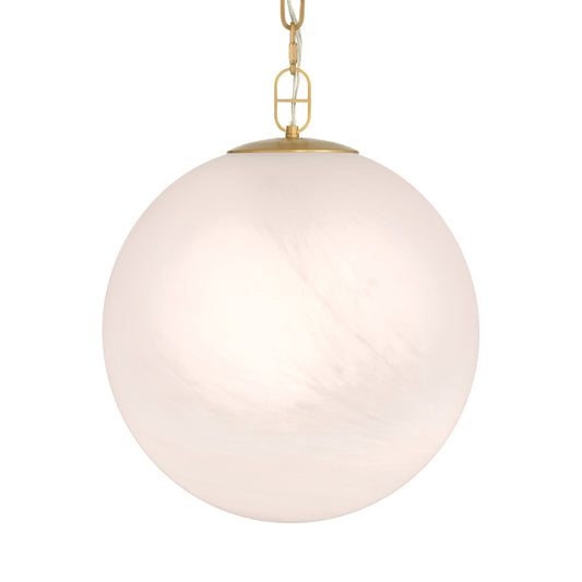 Marbelle 1-Light Pendant - Legacy Brass with Etched Alabaster Glass - Minka-Lavery