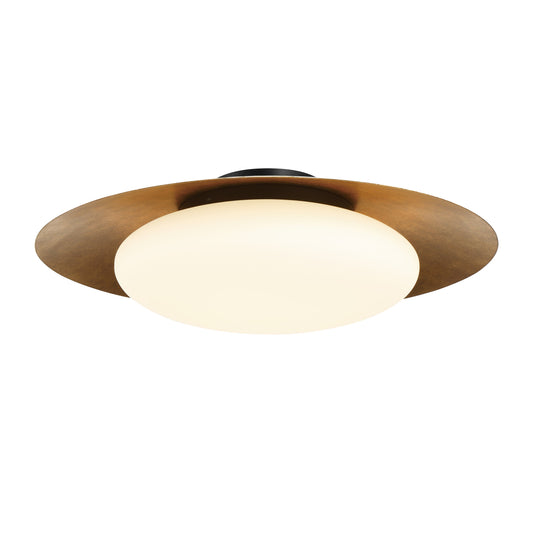 Zinola 24" LED Flush Mount in Halcyon Gold and Sand Coal Finish with Etched Opal Glass - Minka-Lavery