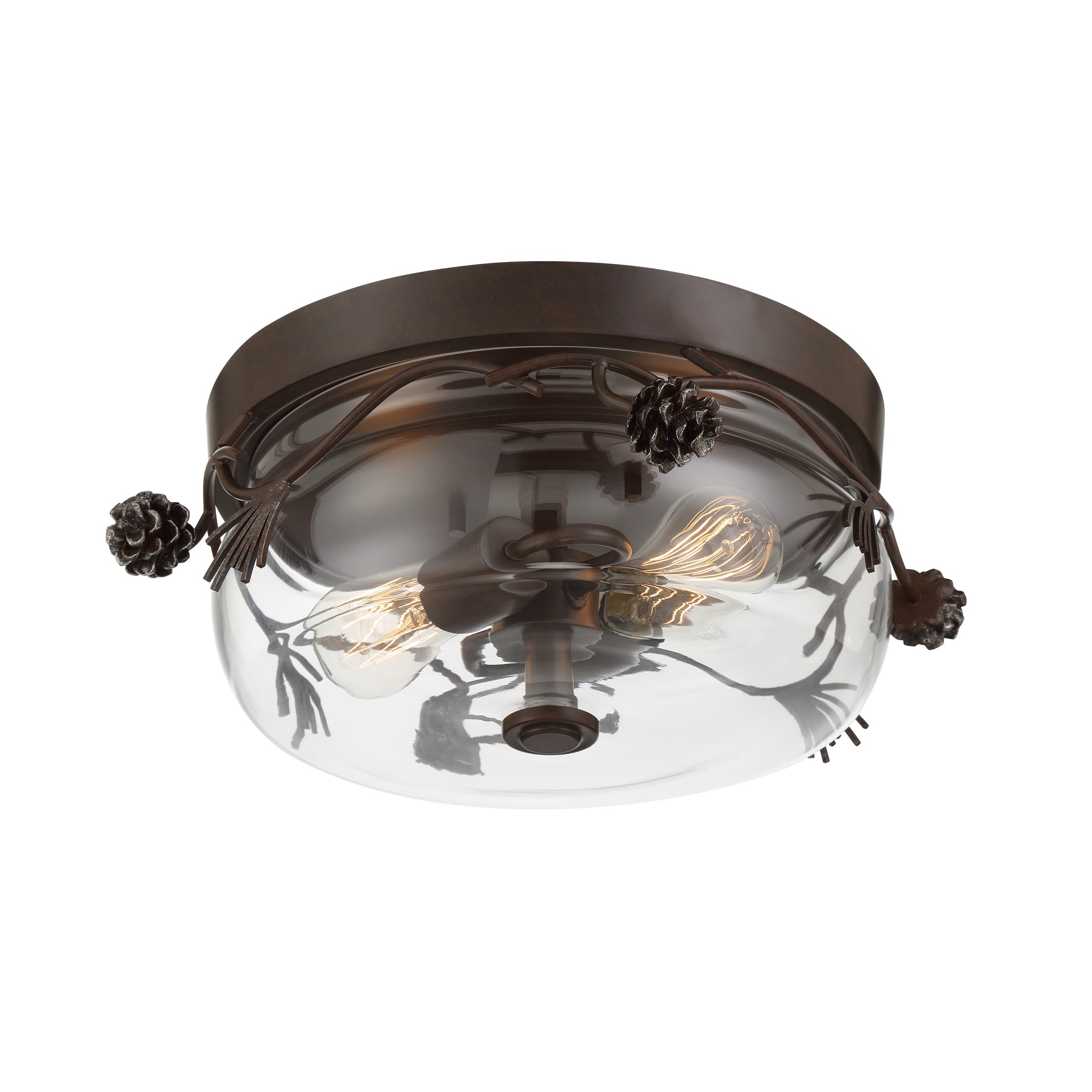 Ponderosa Ridge 2 Light Flush Mount in Weathered Spruce and Silver Highlights with Clear Glass - Minka-Lavery