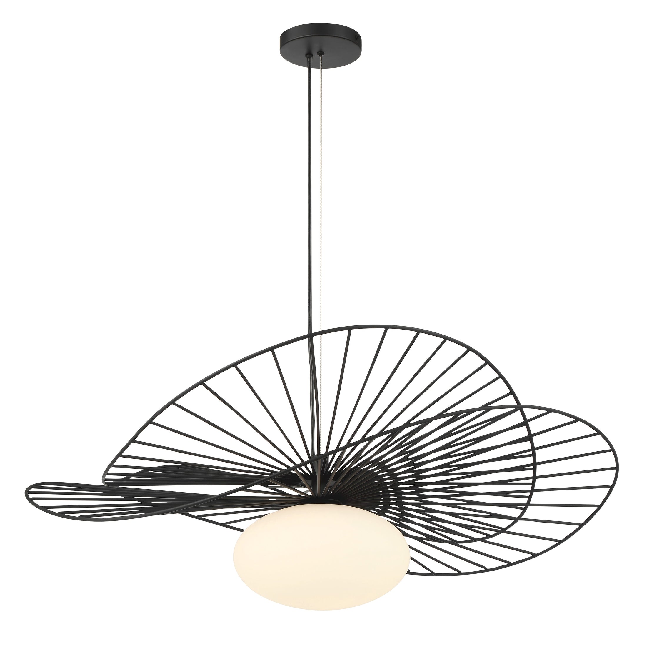 Langley 1-Light Pendant - Dark Matte Black with Etched Opal Glass - Minka-Lavery