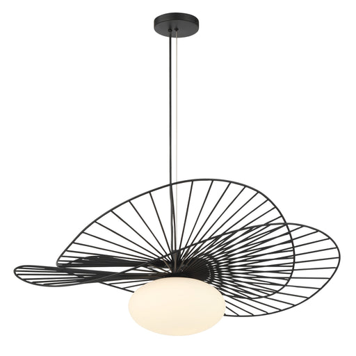 Langley 1-Light Pendant - Dark Matte Black with Etched Opal Glass - Minka-Lavery