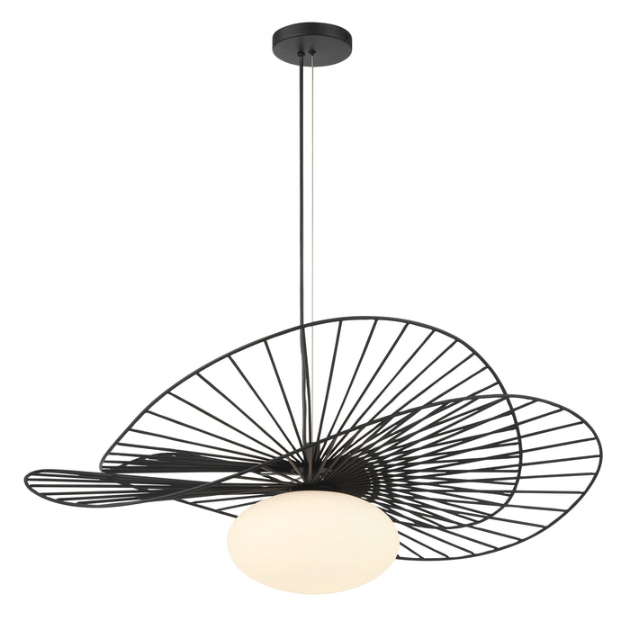 Langley 1-Light Pendant - Dark Matte Black with Etched Opal Glass - Minka-Lavery