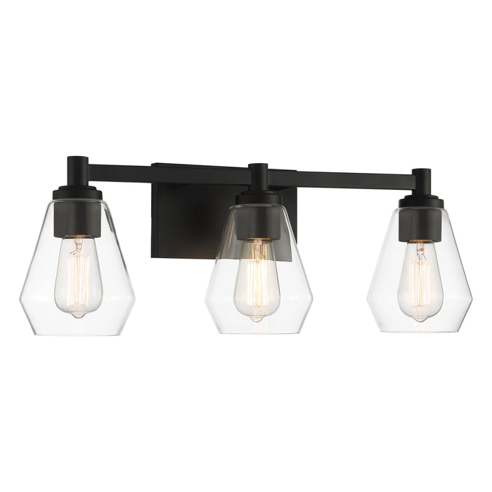 Clarity 3 Light Bath Vanity in Coal Black with Reversible Clear Glass - Minka-Lavery